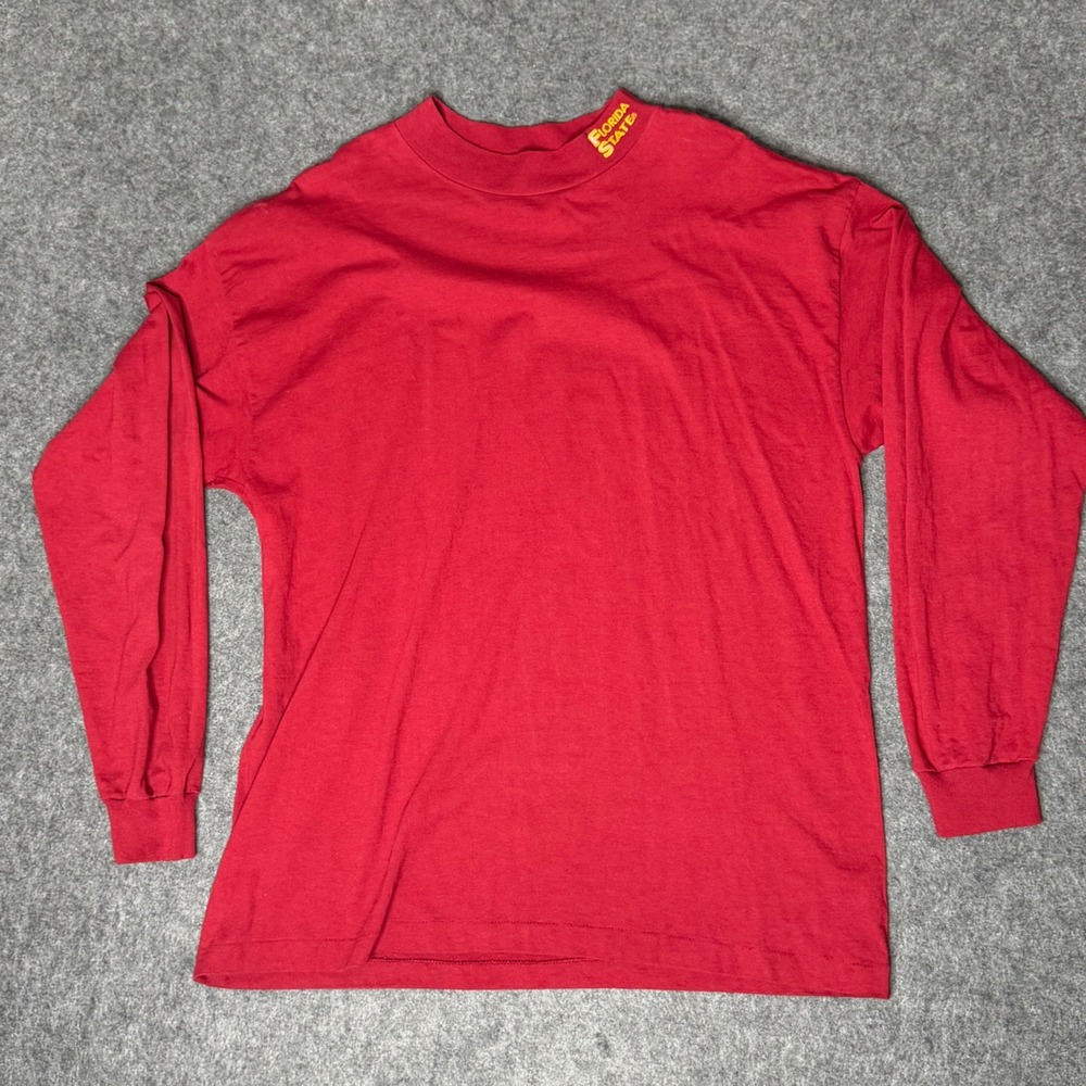 Logo Athletic Florida State Seminoles Red Long Sleeve T-Shirt Mock Neck Mens XL